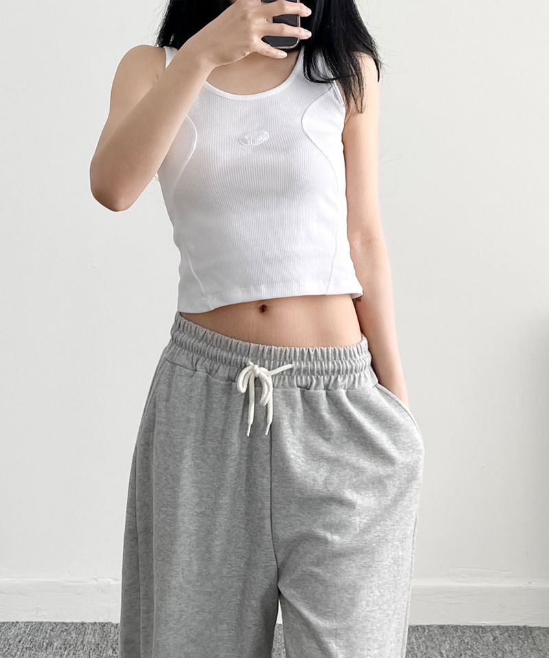 (W)S カットアウトリブスリムノースリーブTシャツ_3 Color