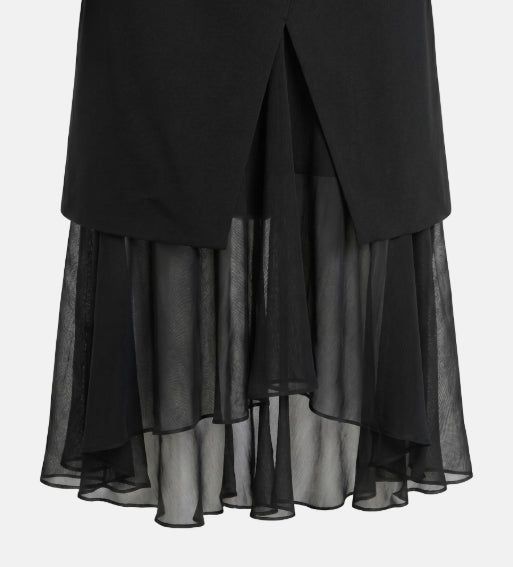 Layered Chiffon Midi Skirt