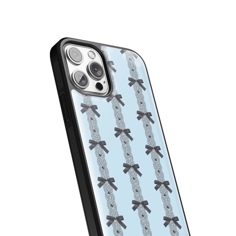 (epoxy) [Phone Case] ​​Ribbon Lace Ballet Core Blue