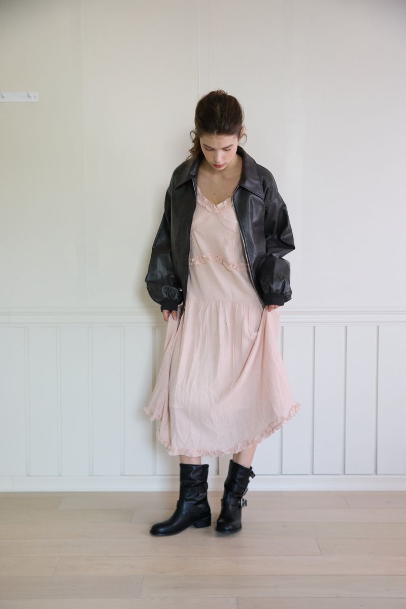 CHIFFON FRILL STRAP DRESS