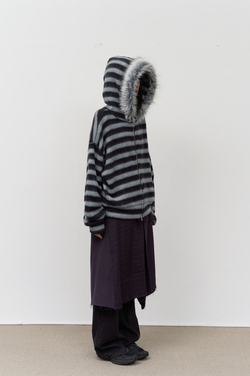 Fury Fur Striped Zip Hoodie