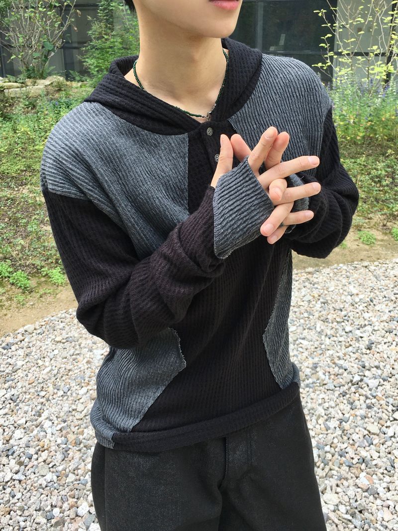 Big Star Warmer Henley Neck Hooded Knit 4C