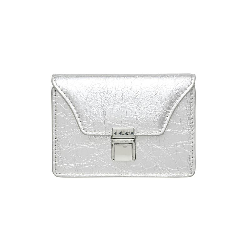 Modic Buckle 3 Layer Accordion Card Wallet Silver