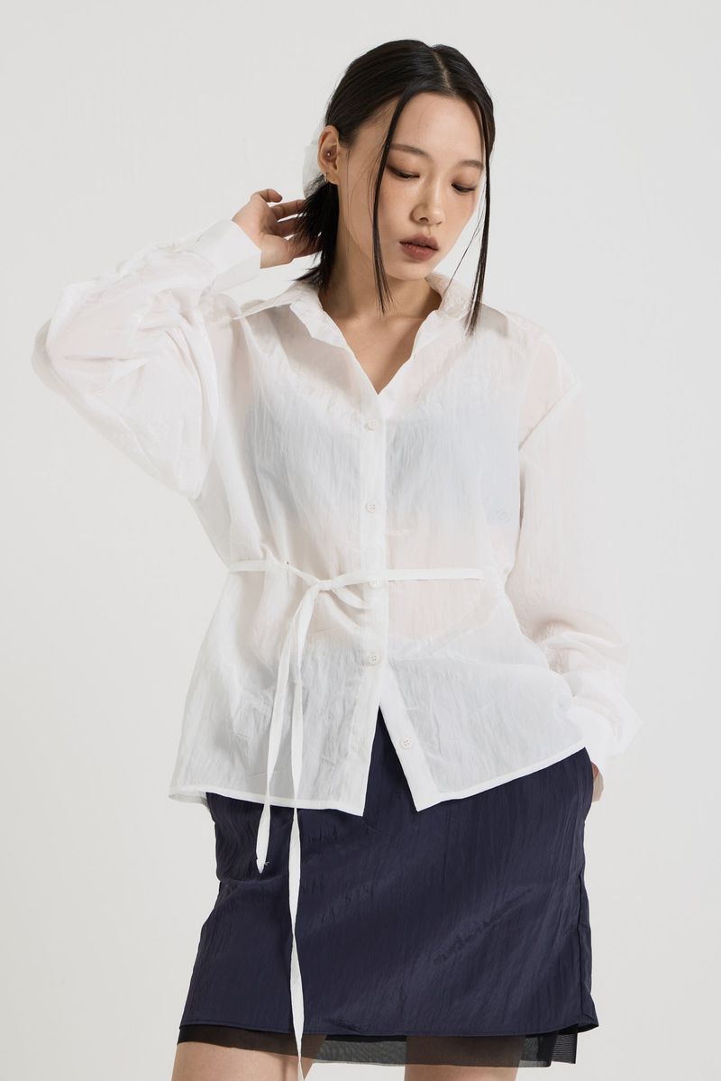 Sheer String Blouse, White