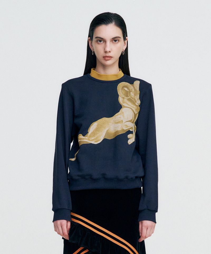 KIMZISU（キムジス）の「Double Rib Sweatshirt - Dall Sheep _ NAVY（Tops）」