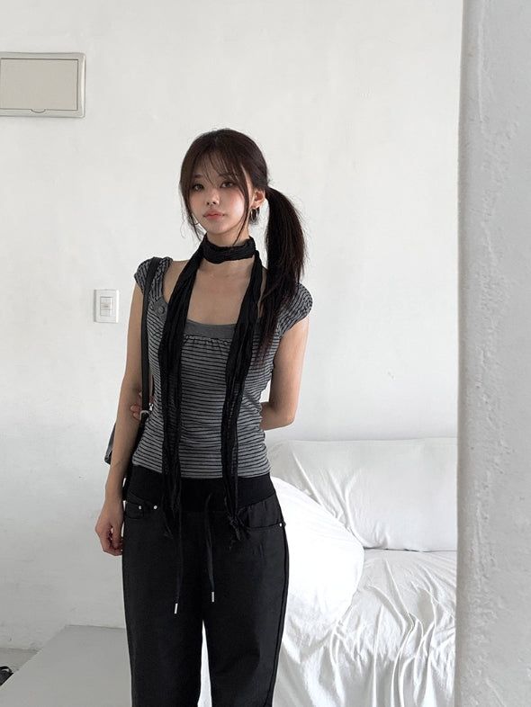 T-Shion Rivet Pocket Banding Bootcut Pants