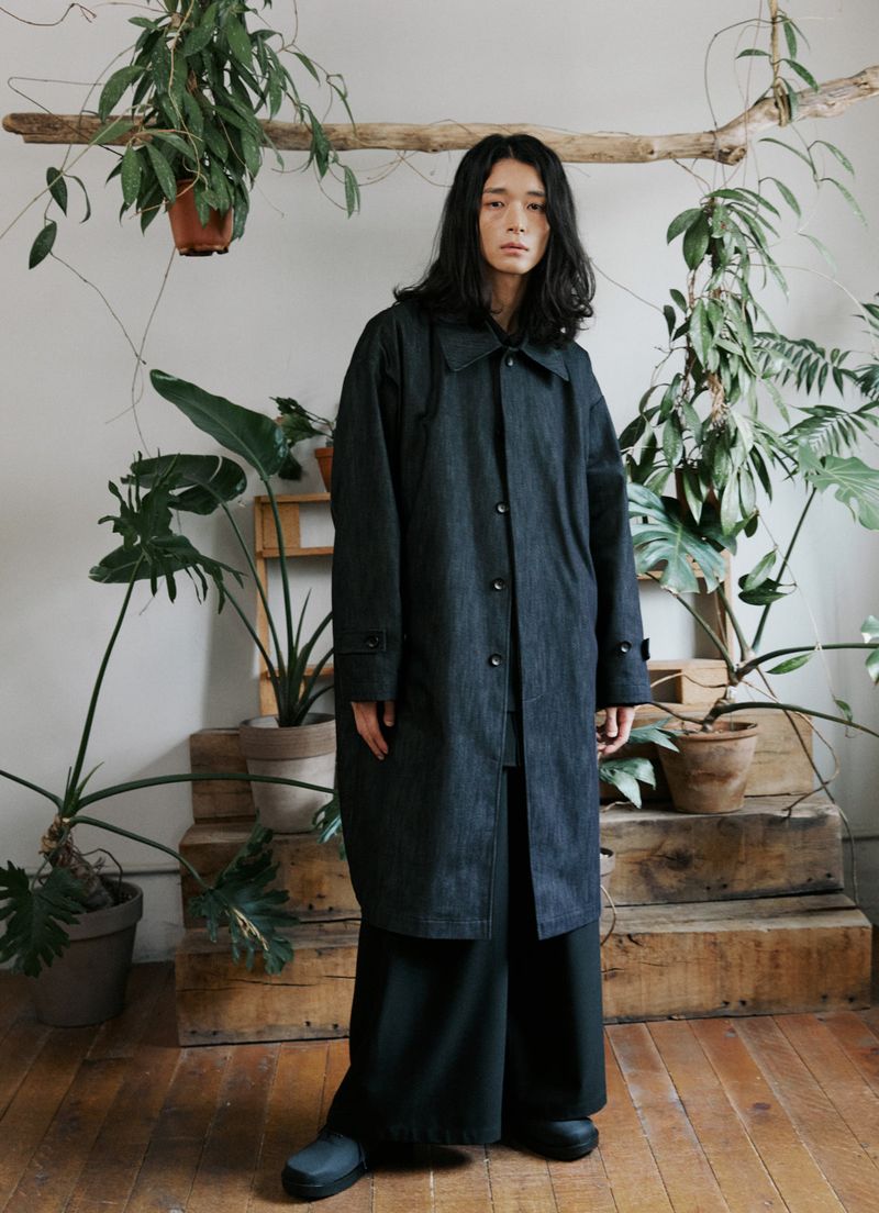 unisex mac coat denim