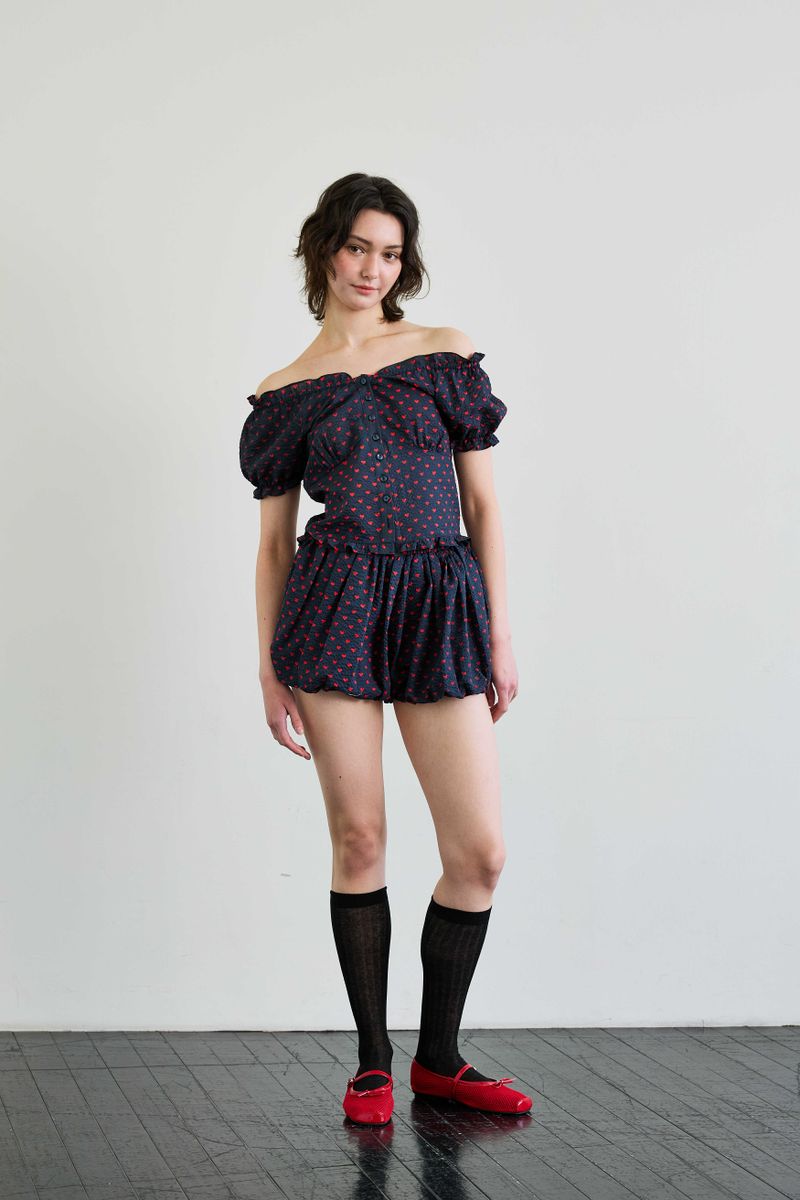 MINI HEART TWO WAY BLOUSE / NAVY