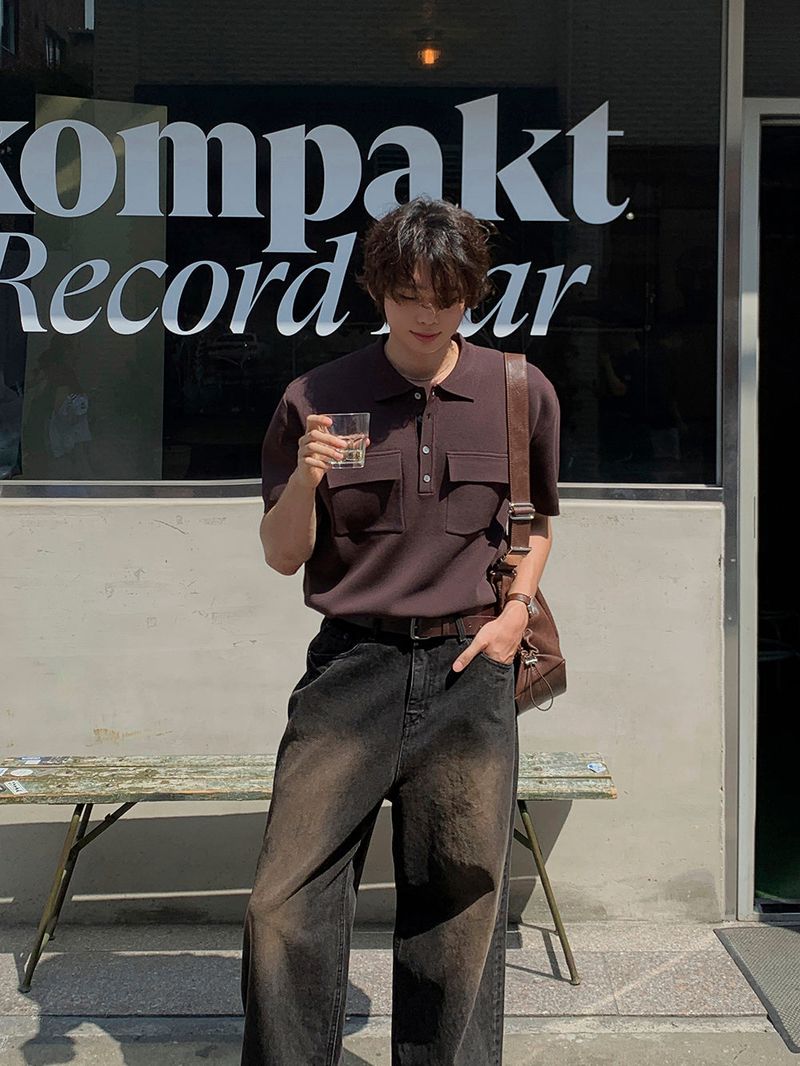 lemenne(ルメンヌ)の「LMN 3D Collar Two-Pocket Henley Short-Sleeve Knit (4 colors)(Tops)」