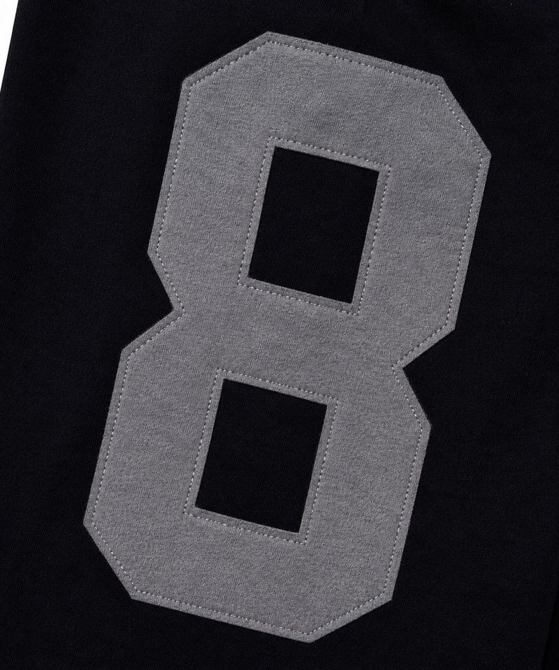 Numbering Patch Bermuda Sweat Pants - Black