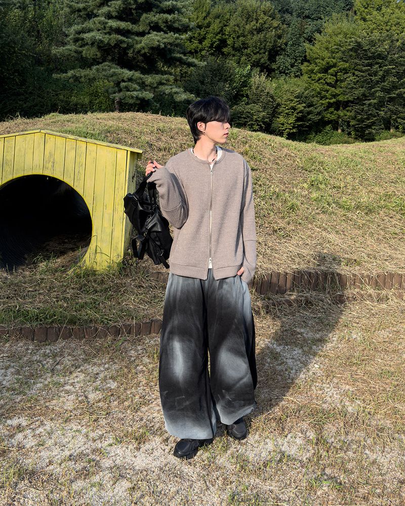 Angle Knit Zip-up with Hand Warmers