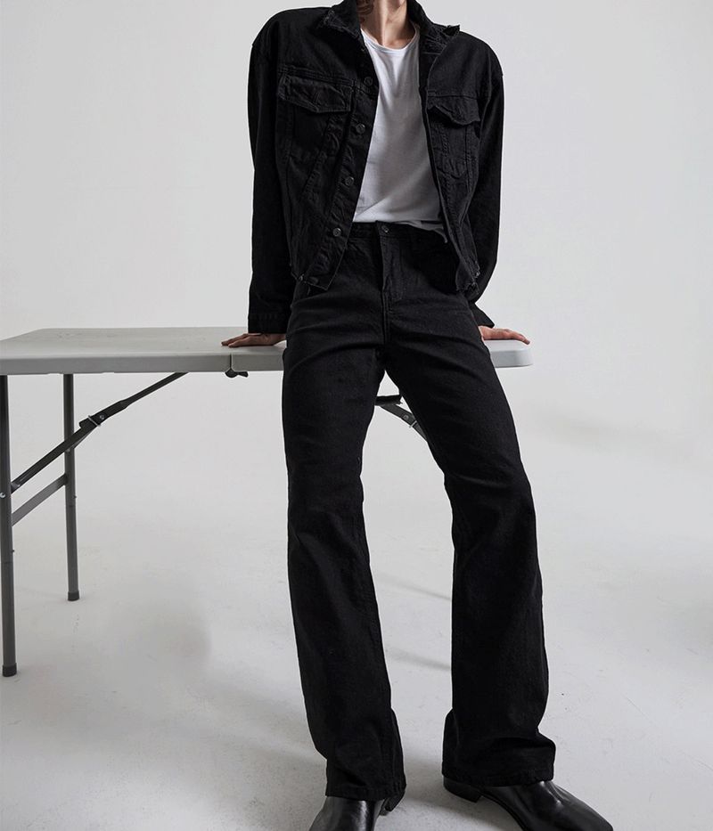 Damage Over Semi Bootcut Denim Pants