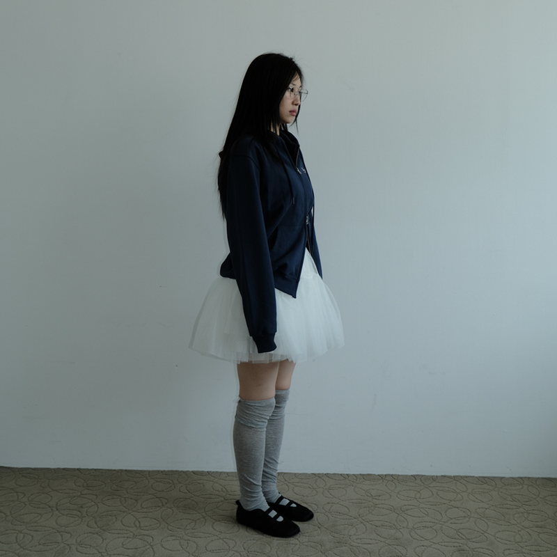 KIRIGIRL HOODIE ZIP UP _NAVY