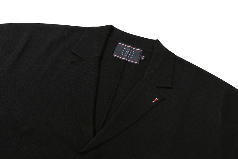 NOTCHED LAPEL KNIT BLAZER_BLACK