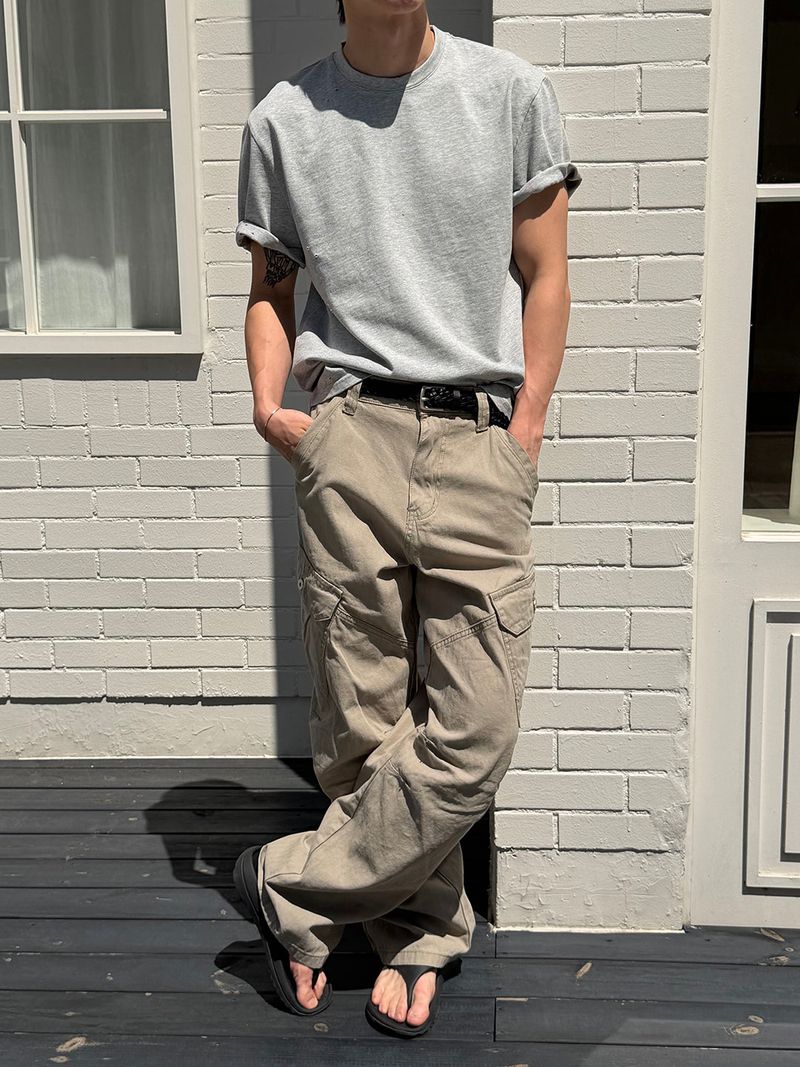 Heavy cotton damage half t-shirts(5color)