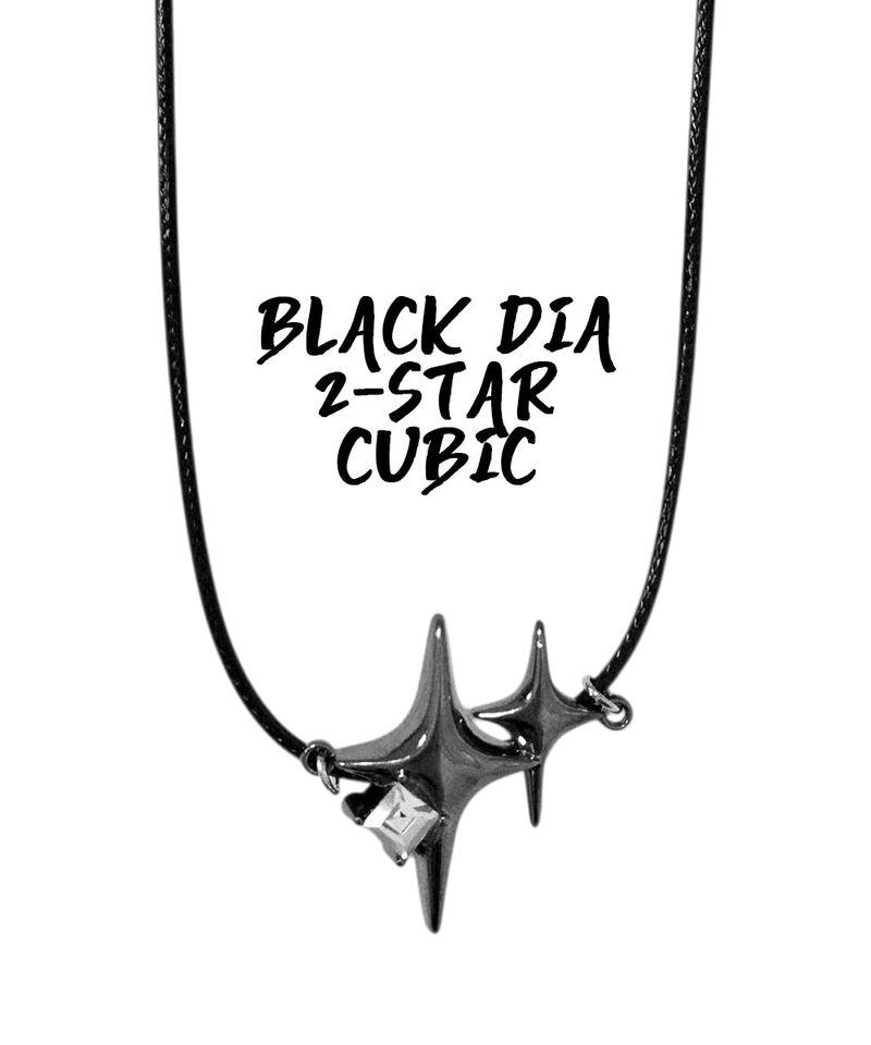 White Black Dia Star-2 Cubic long Necklace