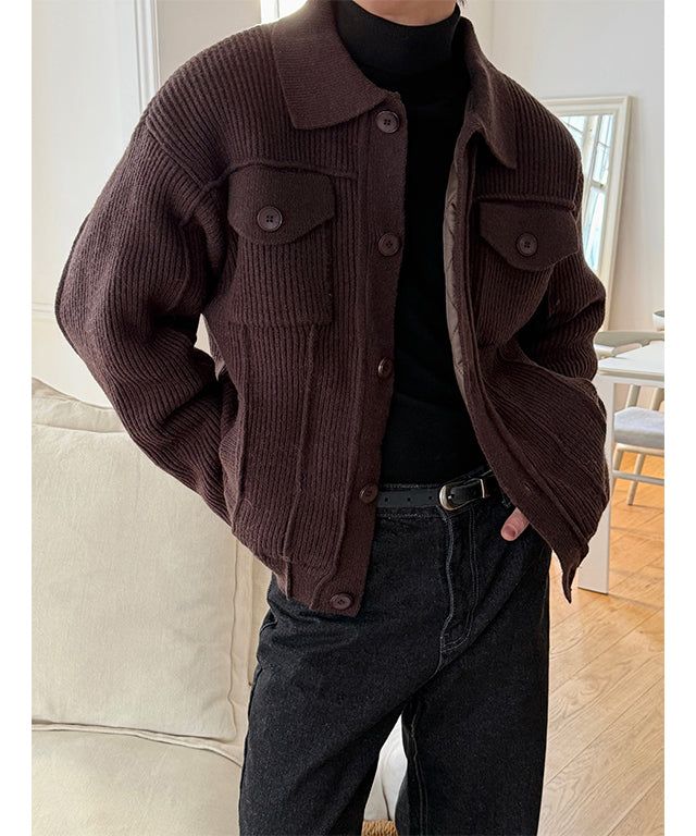 [F/W] Wool padding knit trucker jacket(4color)