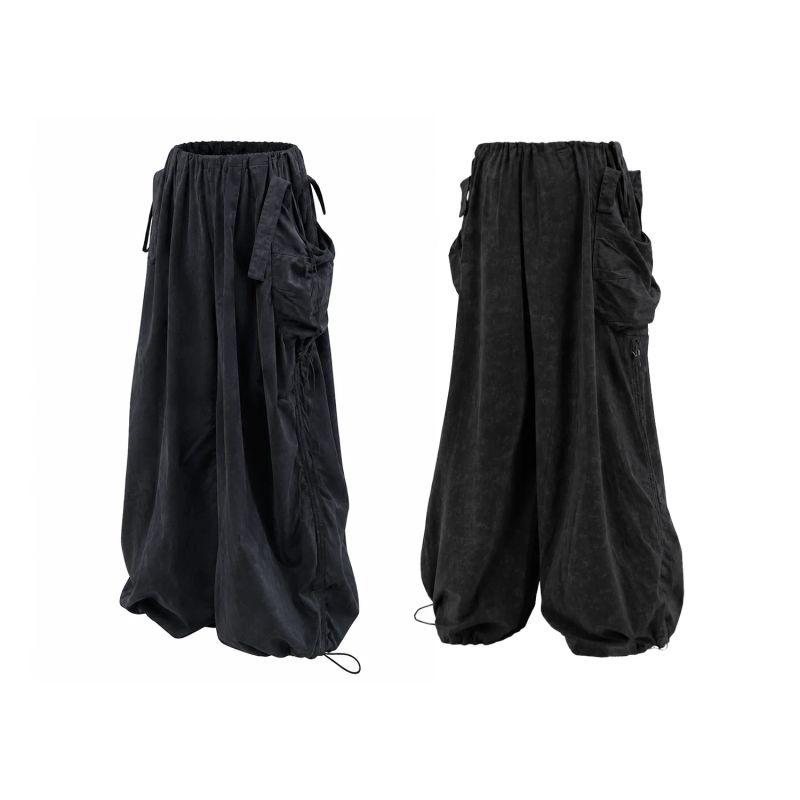 RELABEL('LABEL) tie-dye pants with pleated leg openings, adjustable, loose and draping, street casual sweatpants