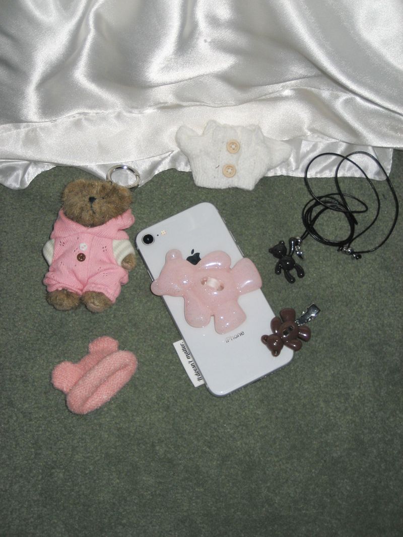 [Formica] *Glitter* Pinky Bear button tok, Basic