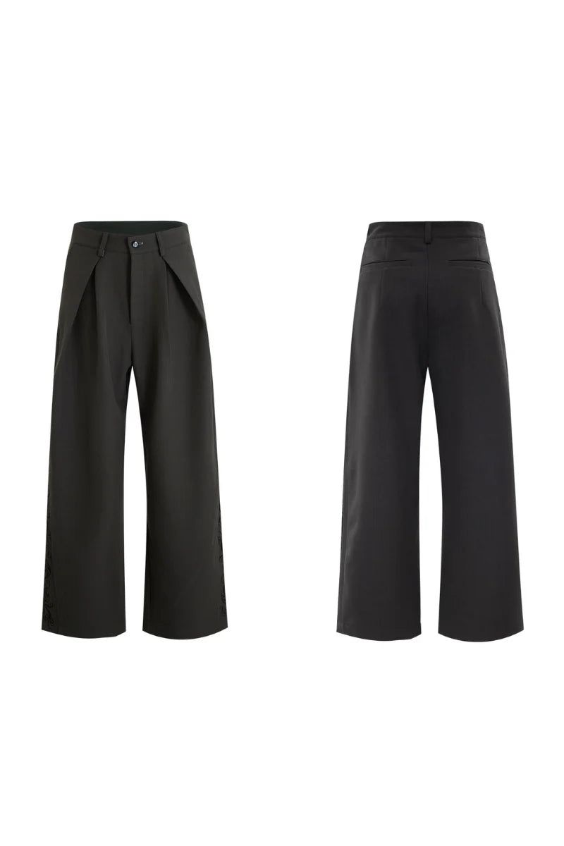Embroidered Pleated Vintage Trousers