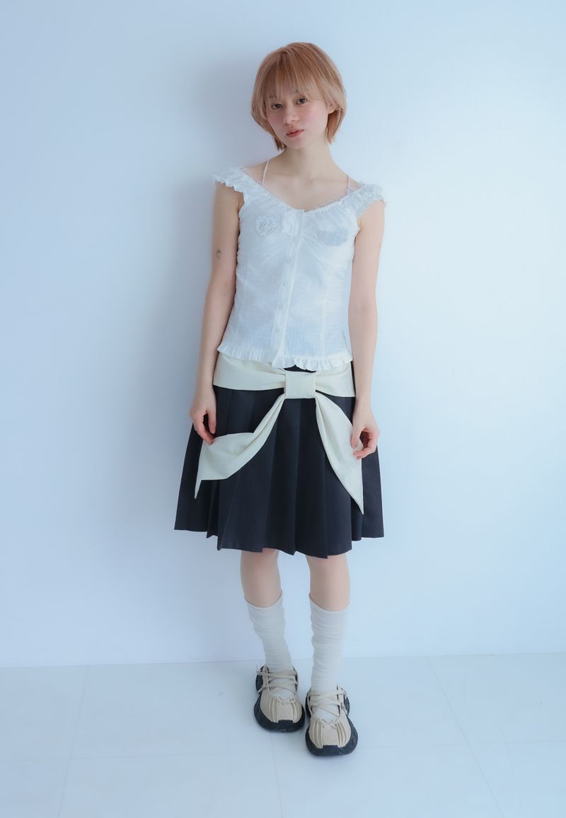 big ribbon skirt(grey×white)