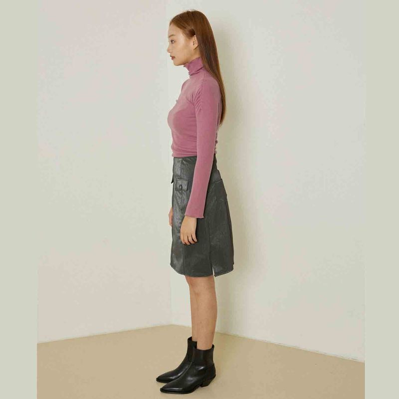 Ebony shirring turtleneck top (pink)