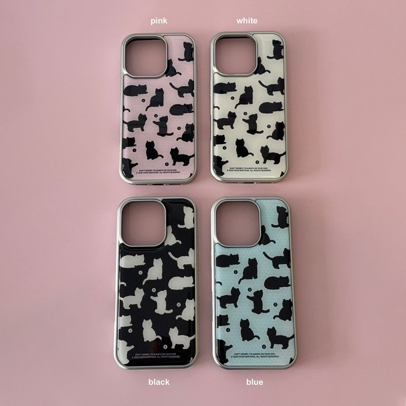beloved cat silver frame case (blue dot)
