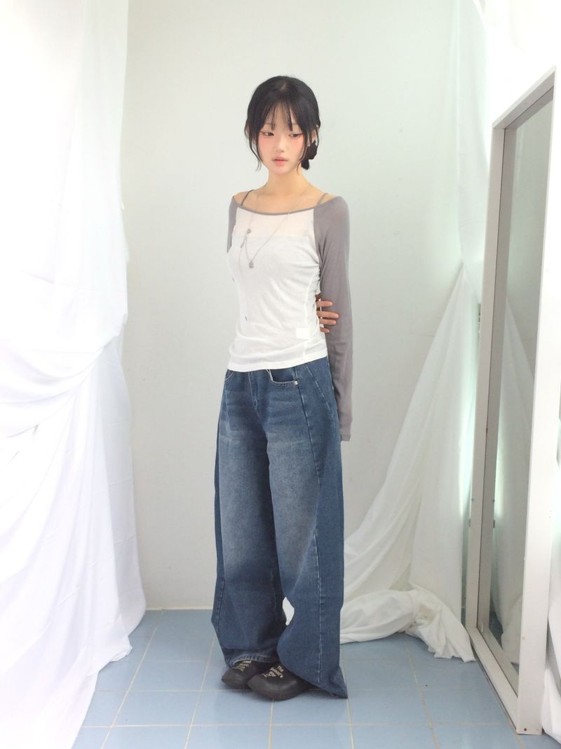 Curved incision balloon pants
