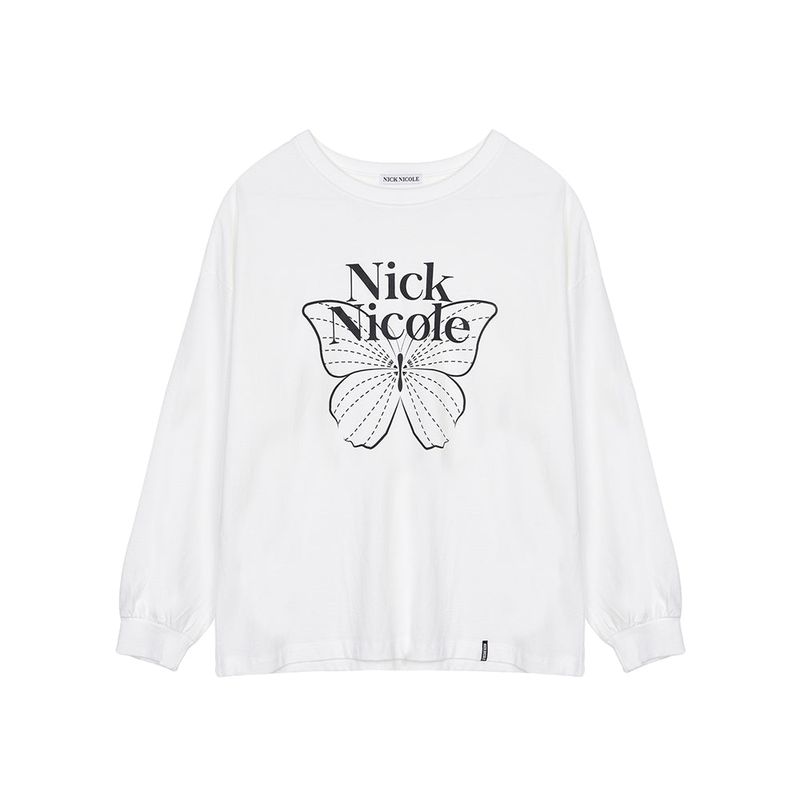 NICK&NICOLE（ニック＆ニコール）の「BUTTERFLY SIGNATURE LS TOP_WHITE BLACK（Tops）」