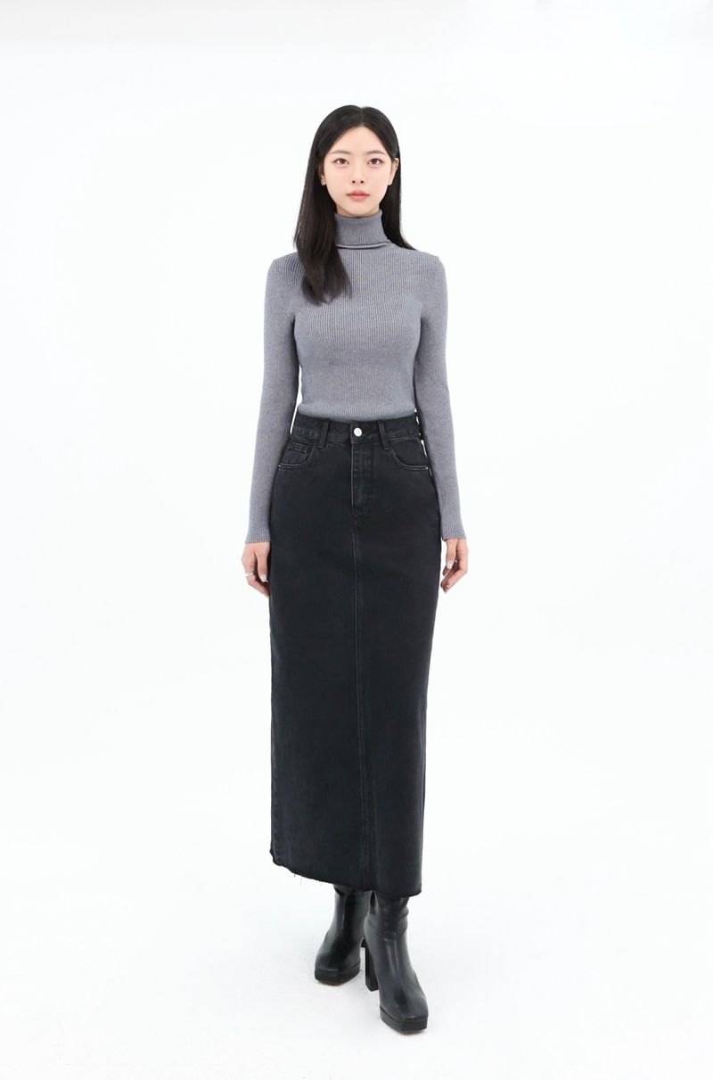 DENIM MAXI SKIRT_BLACK code 26003