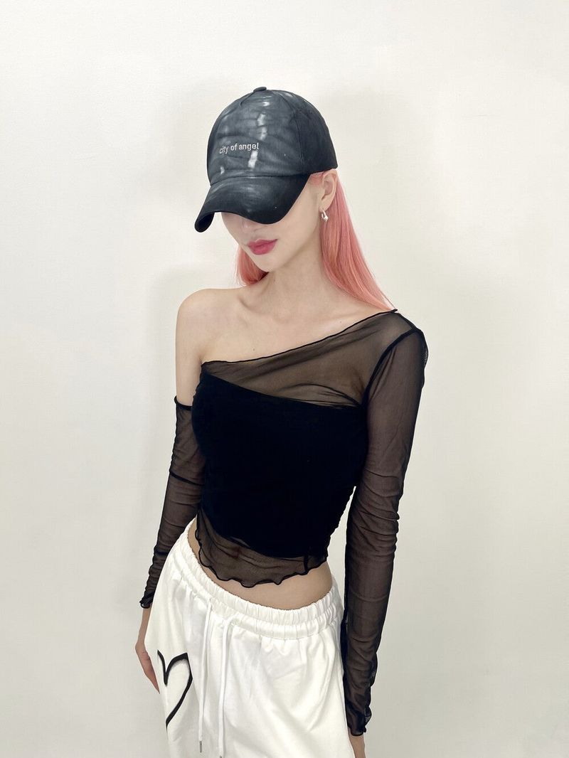 432. Summer wave mesh top (bk, wh, pk)