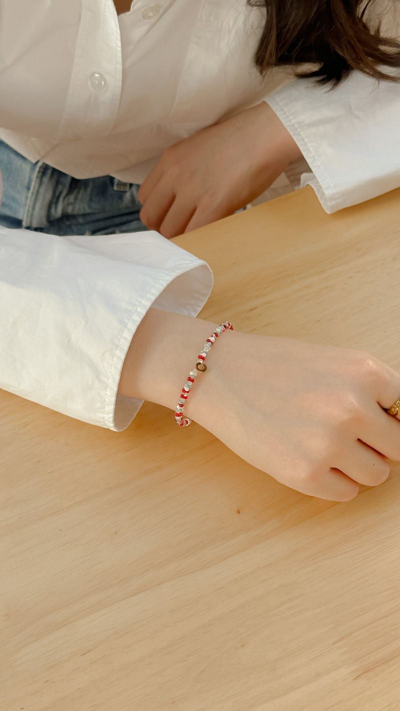 Coral Blue Beads Initials Bracelet