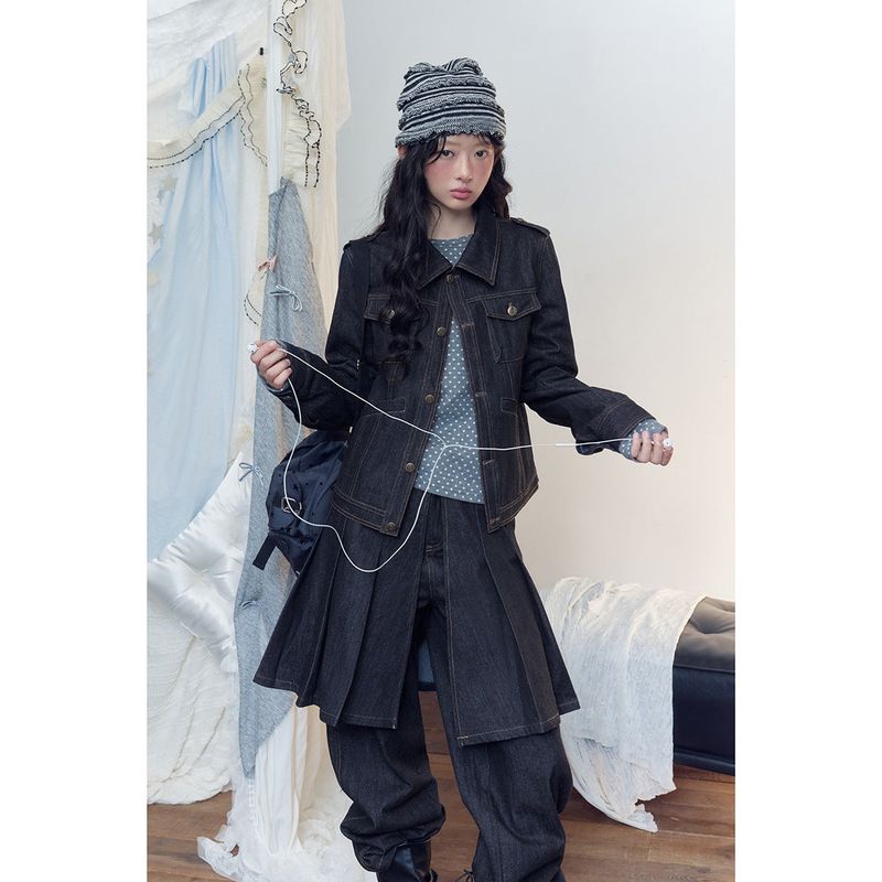 Raw Denim Fitted Work Jacket