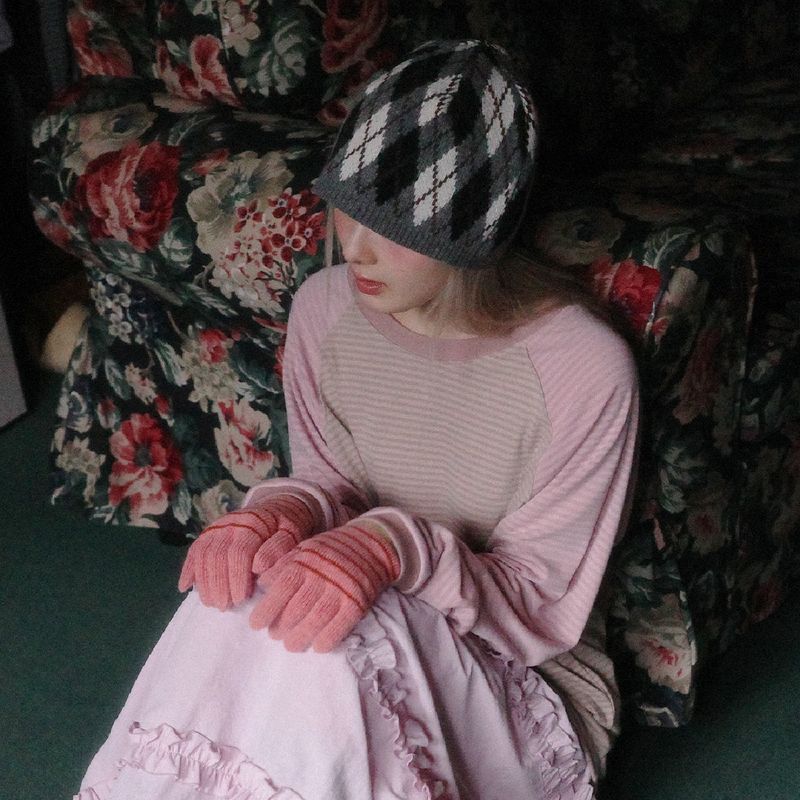 KOOKEESEE（クキシ）の「Argyle Knit Beanie (charcoal)（Hats）」