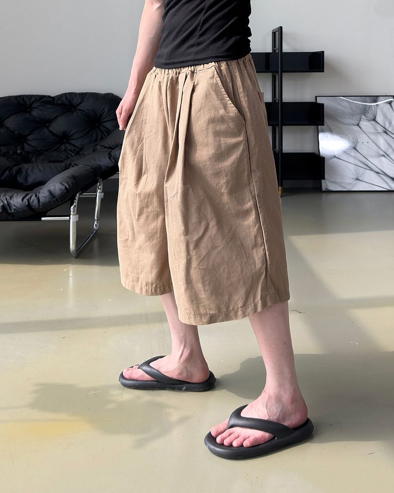 Rok Linen Pintuck Bermuda Pants