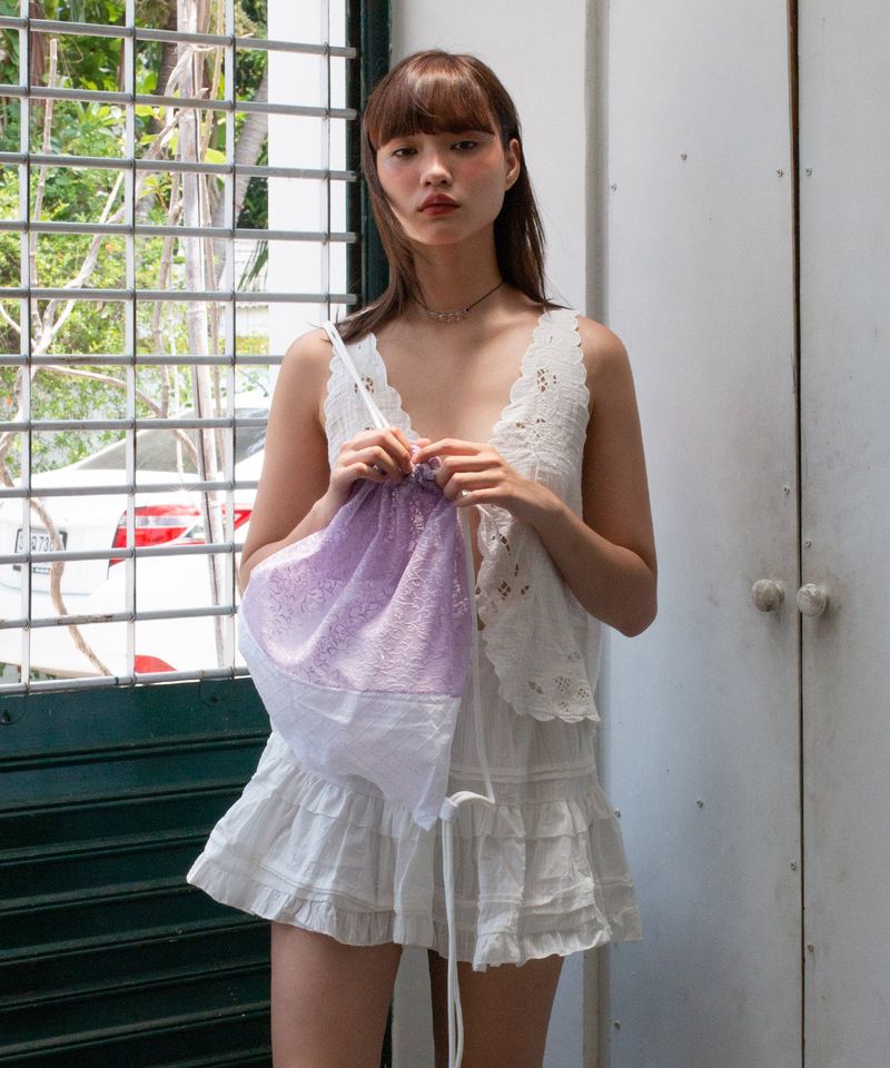 Lace Drawstring Bag - Lilac