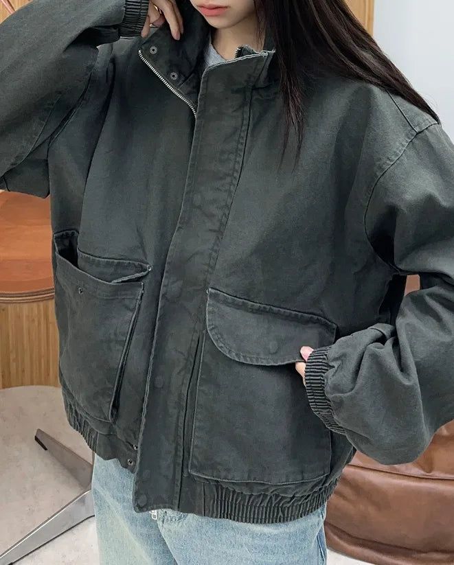 Denz Washed High-Neck Field Jacket