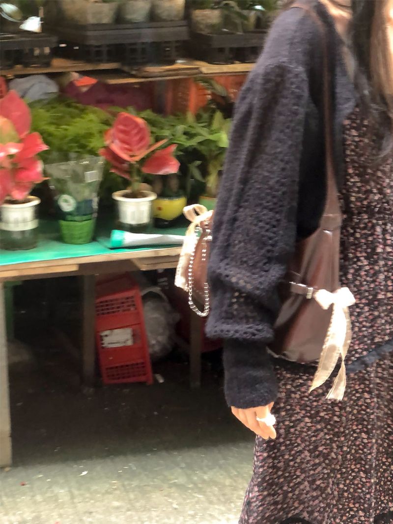 Belted ribbon bag_chocolate brown