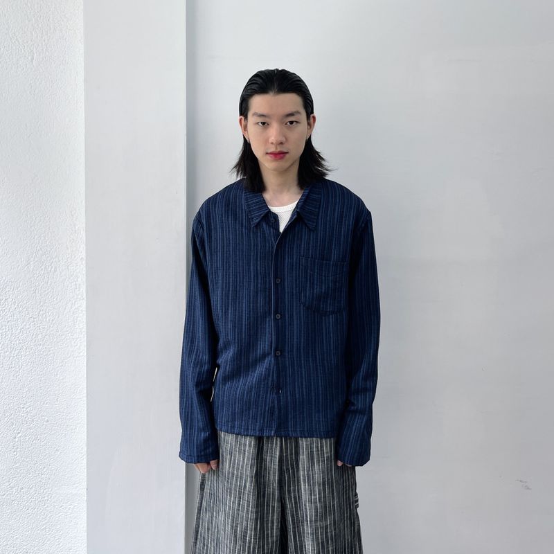 FADE MEET（フェードミート）の「Crinkled Textured Long-Sleeve Shirt（Tops）」
