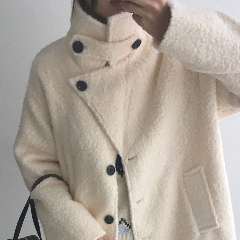 Avn Wool Hair Boucle Half Coat