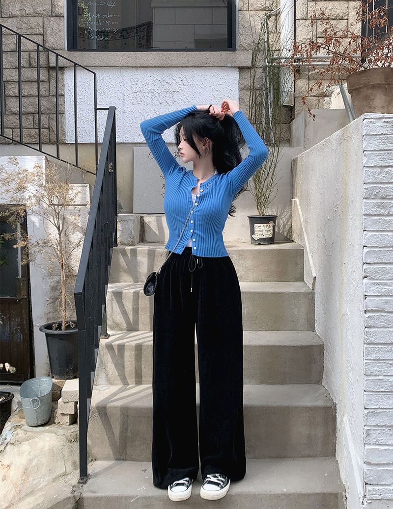 [BELLIDE MADE] Cloud Rib Rubber Waist Wide Pants