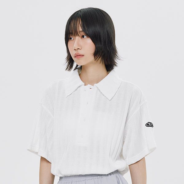 ROMANTIC CROWN（ロマンティッククラウン）の「DAMAGE COLLAR POLO SHIRT（Tops）」