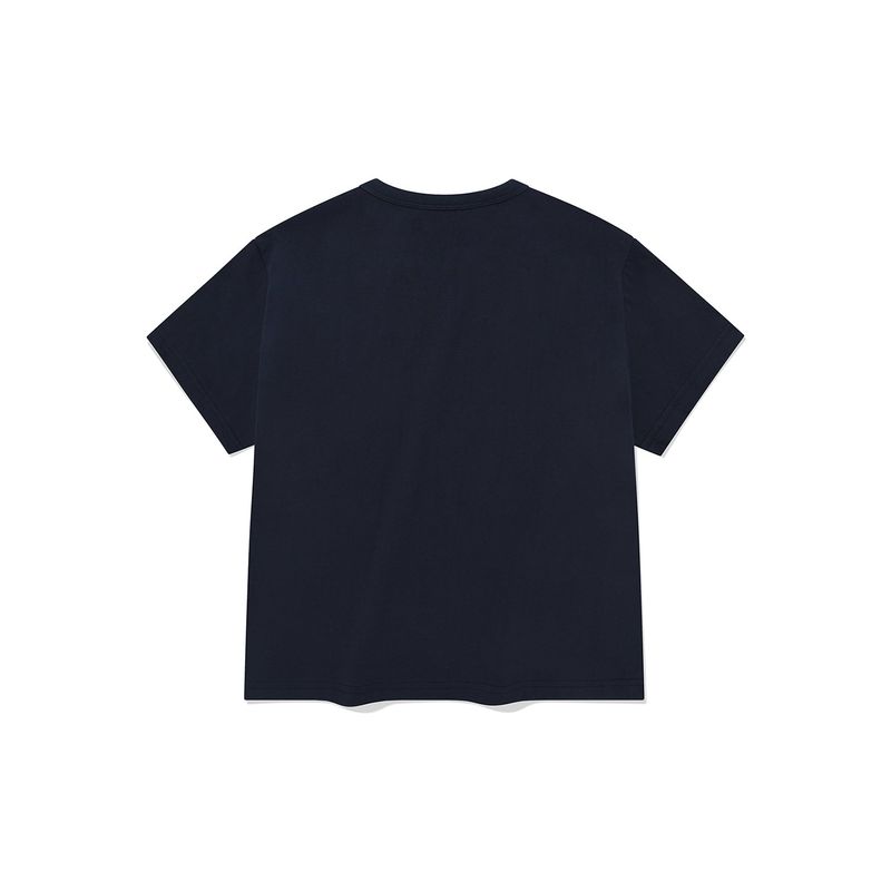 (w) Stamp crop half T-shirts / Navy