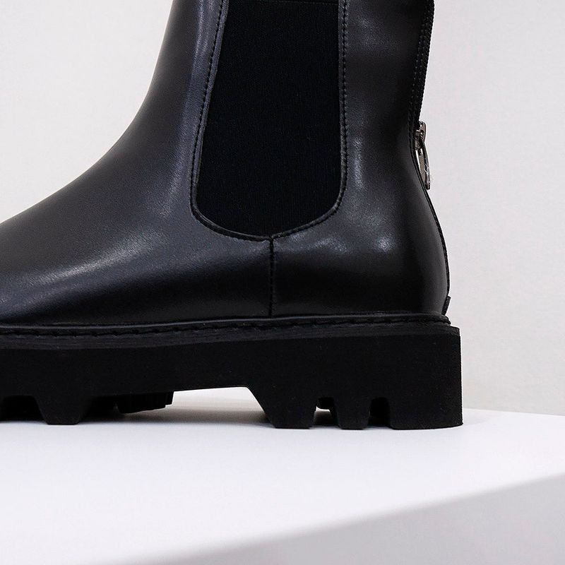 4cm up Cowhide Squareto Chelsea Boots