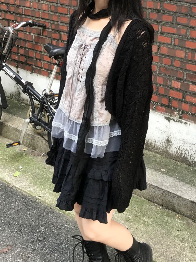 Romantic loose twisted shawl cardigan