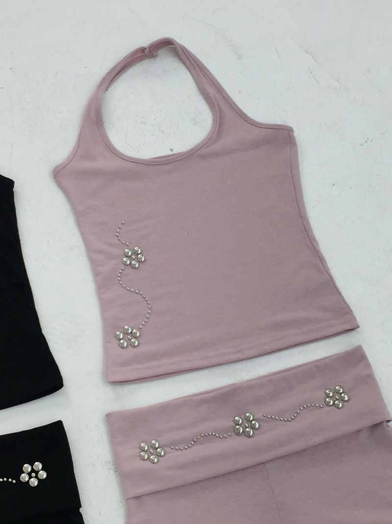 Flower Stud Halter Top