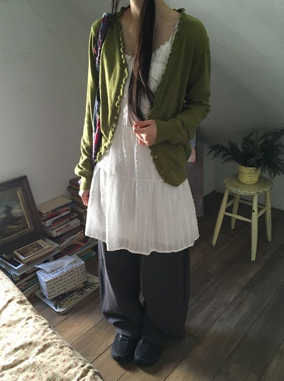 Rico Frill V-Neck Knit Cardigan