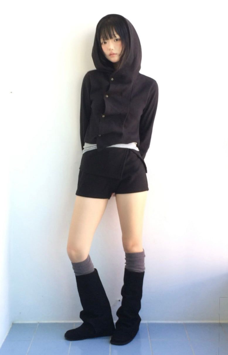 Rough Cutout Hoodie Jacket