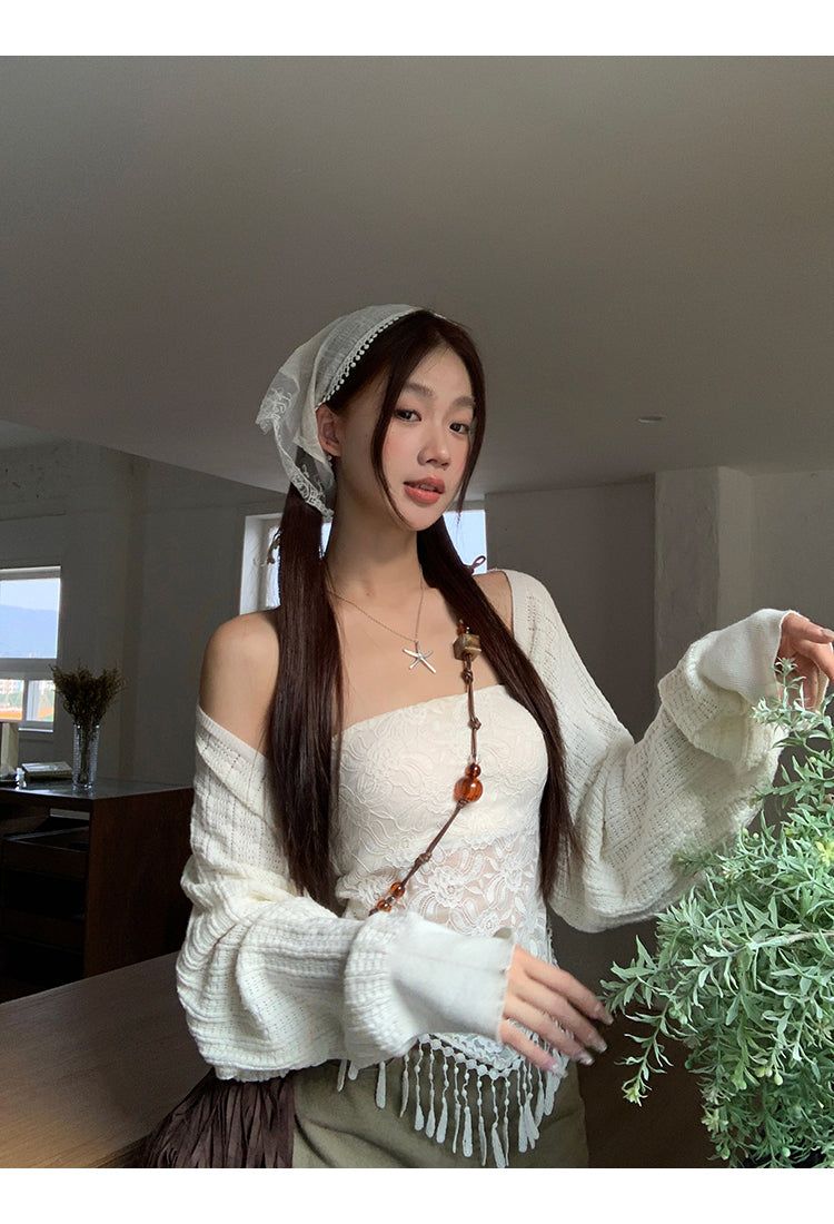 Air conditioner loose fit bolero cardigan
