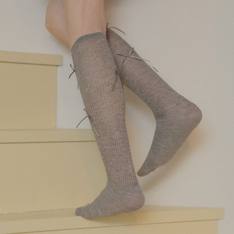 mellotory(メロートリー)の「LITTLE RIBBON KNEE SOCKS (GRAY)(Fashion Accessories)」
